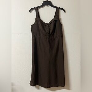 Old Navy Brown Neutral Button Front Sundress Linen Cotton Blend Size Large
